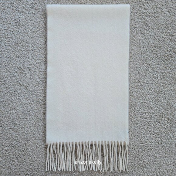 NWOT Nordstrom Cashmere Ivory Woven Fringe Scarf - Picture 9 of 13
